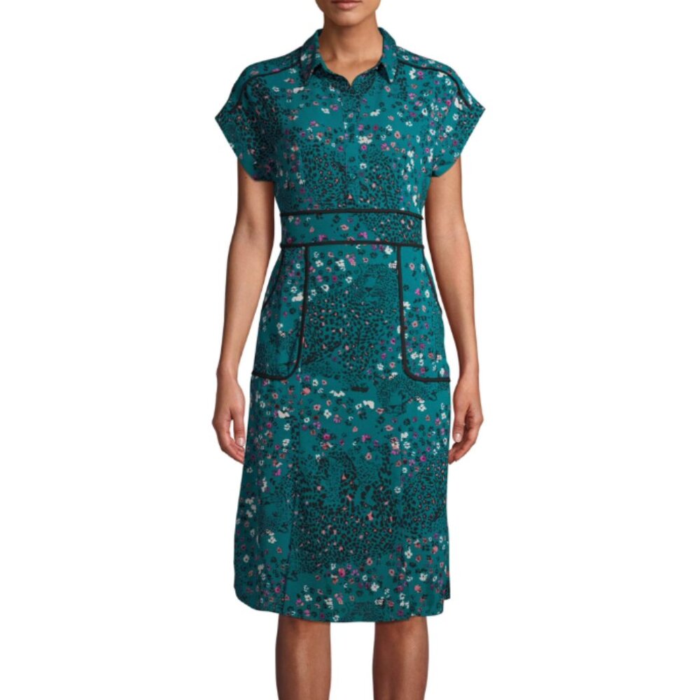 Elegant Teal Floral Midi Dress